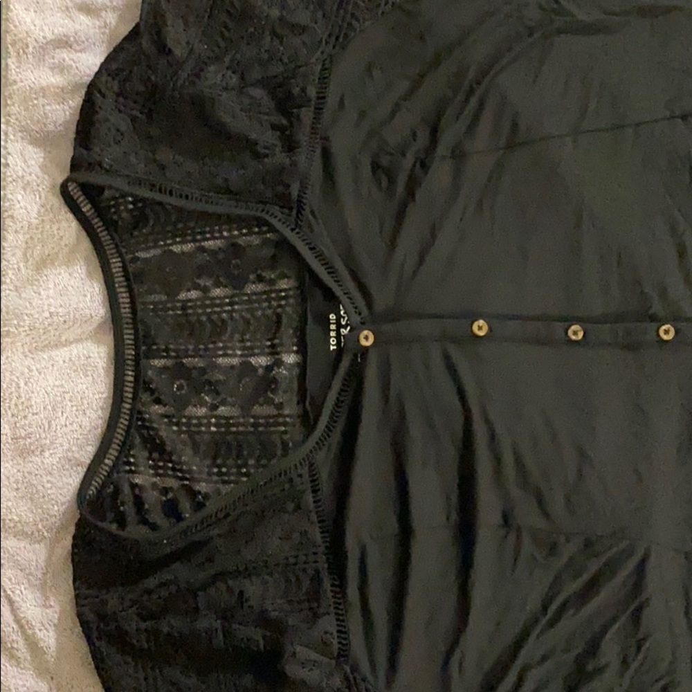 Torrid black bell sleeve lace top. Size 5